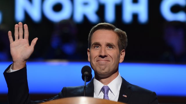 Beau Biden, Delaware attorney general and son of Vice President Joe Biden, waves at the Time Warner Cable Arena in Charlotte, North Carolina, Sept. 6, 2012, on the final day of the Democratic National Convention. 
