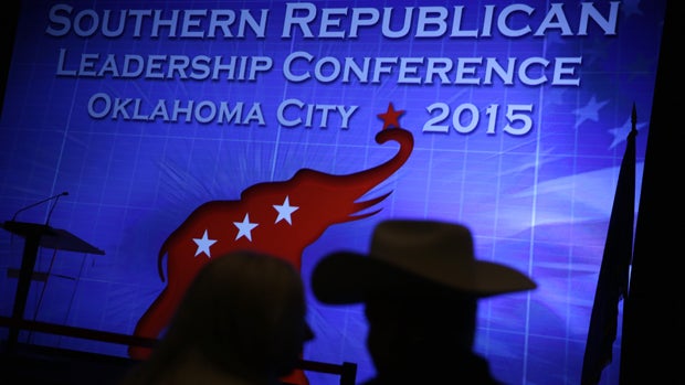 Attendees wait for the beginning of a session at the 2015 Southern Republican Leadership Conference May 22, 2015, in Oklahoma City, Oklahoma. 