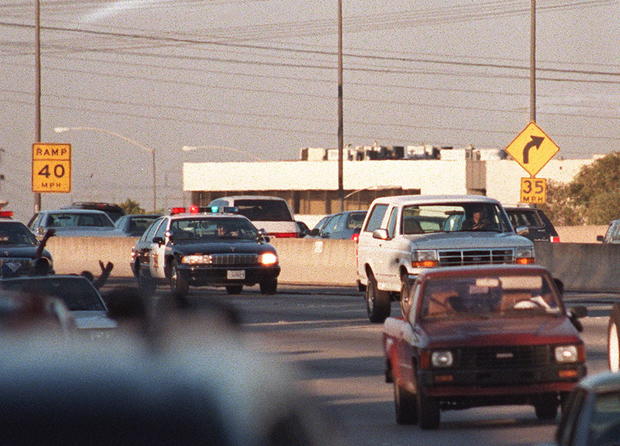 Motorists Wave At O.J. Simpson During Police Freeway Pursuit 