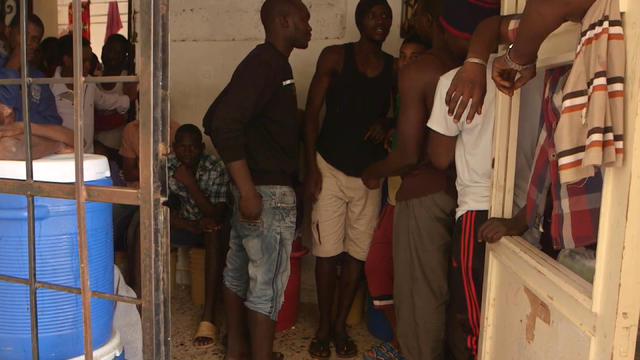 ​Detainees in a prison for captured migrants in Misrata, Libya 