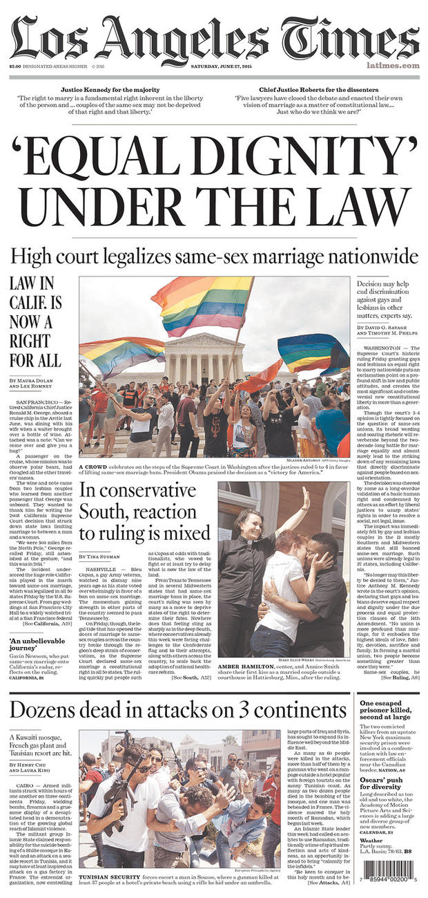 Los Angeles Times Front Page 