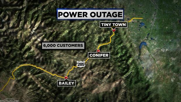 CONIFER POWER OUTAGE map 