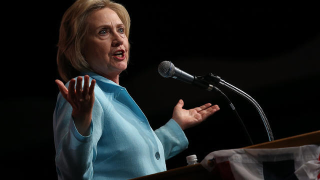 Democratic presidential candidate Hillary Clinton speaks at the Iowa Democratic Wing Ding Aug. 14, 2015, in Clear Lake, Iowa. 