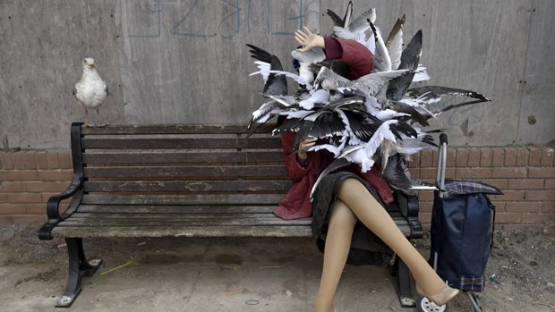 A sculpture is pictured at "Dismaland," a theme park-styled art installation by British artist Banksy at Weston-super-Mare in southwest England, Britain, Aug. 20, 2015. 