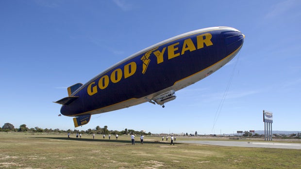 The Goodyear blimp Spirit of America takes off from Carson, California, Aug. 5, 2015. 