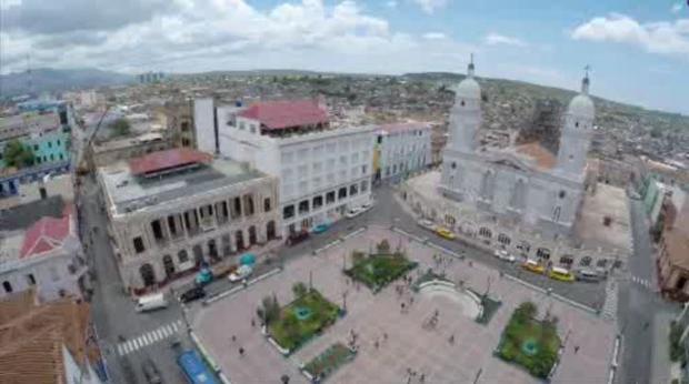 Cuba Drone Over Open Courtyard 