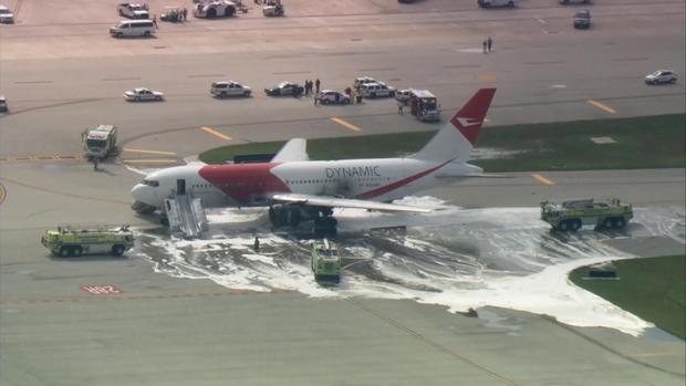 Crews were able to extinguish a fire on a plane at Fort Lauderdale-Hollywood International Airport in Fort Lauderdale, Florida, Oct. 29, 2015. 