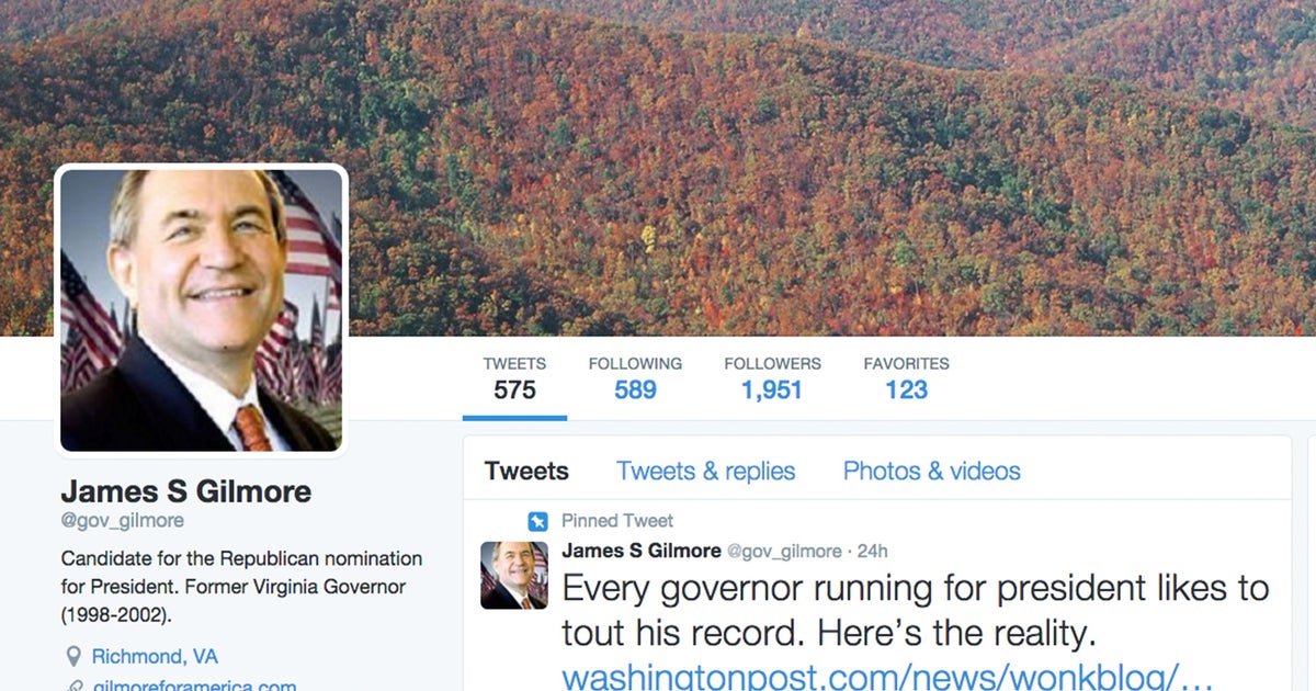 Jim Gilmore can't get #verified on Twitter - CBS News