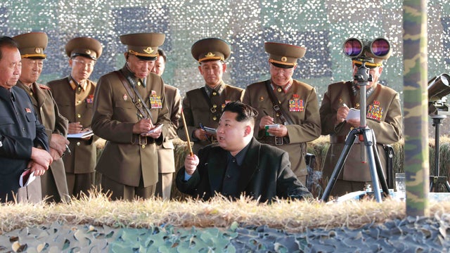 North Korean leader Kim Jong Un watches a rocket firing drill by anti-aircraft units of the Korean People's Army (KPA) in this undated photo released by North Korea's Korean Central News Agency (KCNA) in Pyongyang November 3, 2015.  