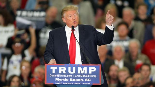 Republican presidential candidate Donald Trump speaks during a campaign event at the Myrtle Beach Convention Center Nov. 24, 2015, in Myrtle Beach, S.C. 