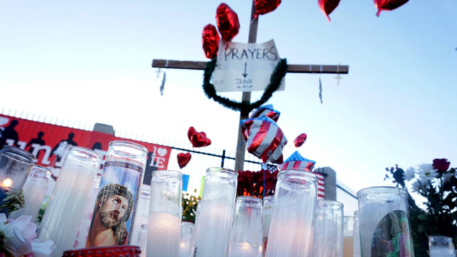 Momentos adorn a shrine following the attack in San Bernardino, California, Dec. 5, 2015. 
