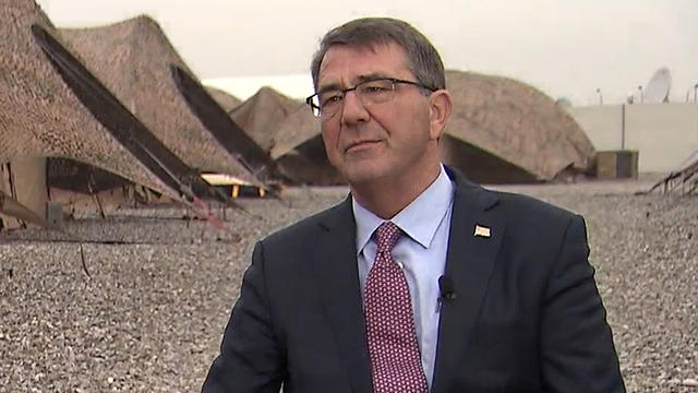 ​U.S. Secretary of Defense Ash Carter is interviewed by CBS News in Erbil, Iraq, Dec. 17, 2015. 