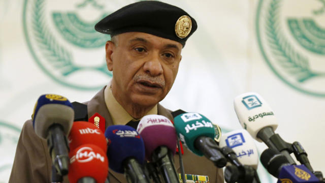 Maj. Gen. Mansour al-Turki, a security spokesman from the Saudi Arabian Ministry of Interior, holds a news conference on the executions of 47 people, in Riyadh, Saudi Arabia, Jan. 2, 2016. 