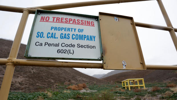 A sign marking the boundary of the Aliso Canyon storage facility is pictured in Porter Ranch, California, Jan. 6, 2016. 