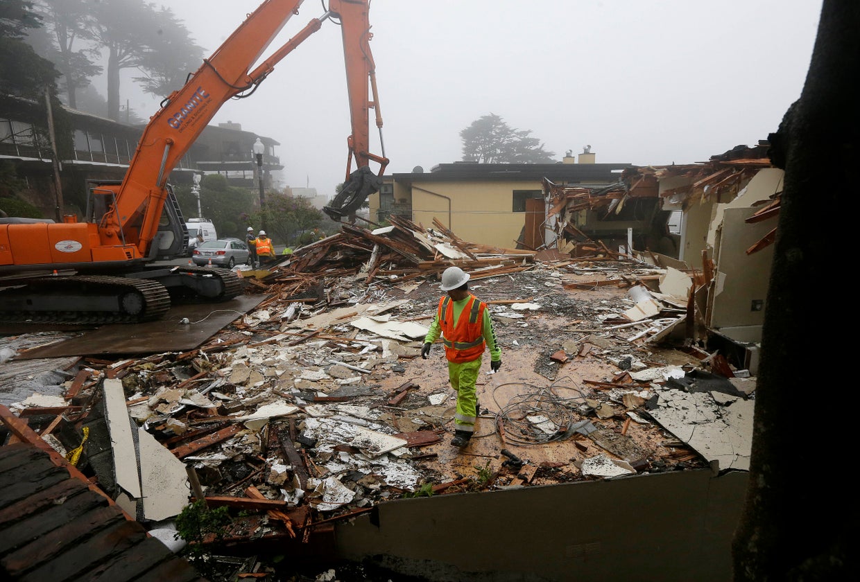 Crews demolish San Francisco house sliding down hill CBS News