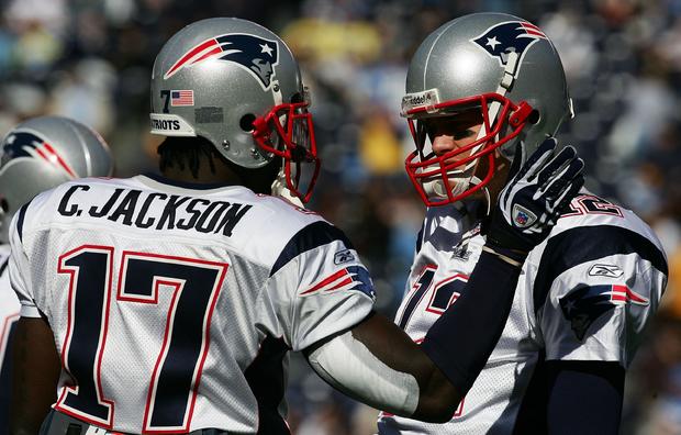 Chad Jackson with Tom Brady - AFC Divisional Playoffs: New England Patriots v San Diego Chargers 