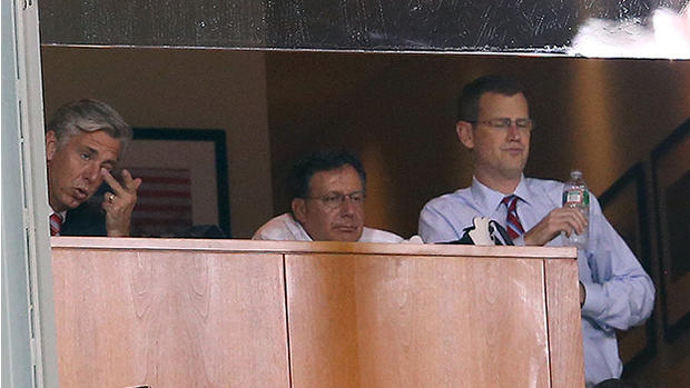 Sam Kennedy, Tom Werner and Dave Dombrowski - Cleveland Indians v Boston Red Sox 
