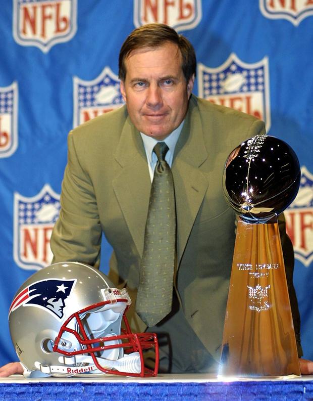 New England Patriots Head Coach Bill Belichick with the Lombardi Trophy 