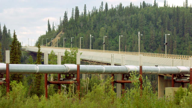 The Trans-Alaska Pipeline crosses the Yukon River July 21, 2002, near Dalton Highway in Fairbanks, Alaska. 