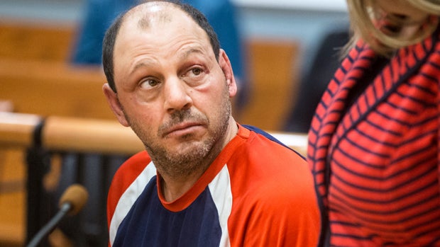 Richard Simone of Worcester, Massachusetts, is arraigned at Hillsborough County Superior Court in Nashua, New Hampshire, May 12, 2016, a day after he was arrested at the end of a high-speed police pursuit from Massachusetts to New Hampshire. 