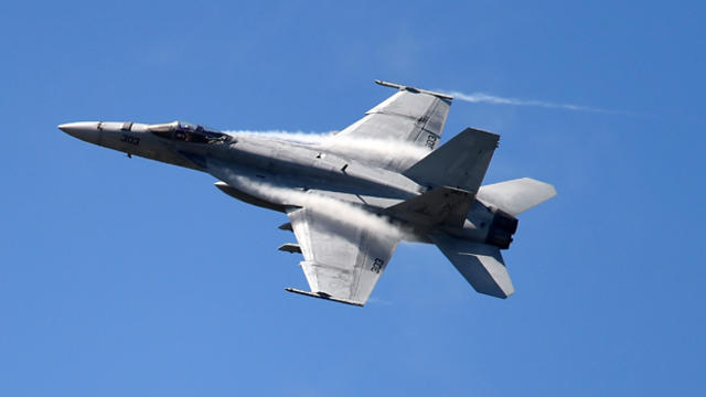 An F/A 18E Super Hornet from the U.S. Navy fighter squadron VFA-115 conducts a bombing run on April 6, 2016, in Townsville, Australia. 