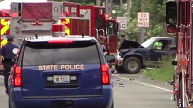 ​Crews work the scene after a pickup truck slammed into a group of cyclists in Kalamazoo County, Michigan, on June 8, 2016. 