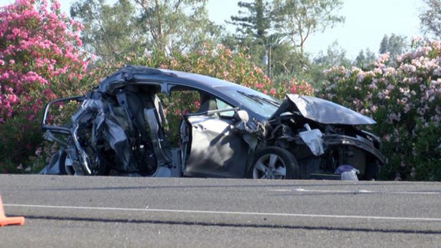 ​A California Highway Patrol truck crashed into a Hyundai Elantra on Interstate 5 near Orland, California, on June 7, 2016. 