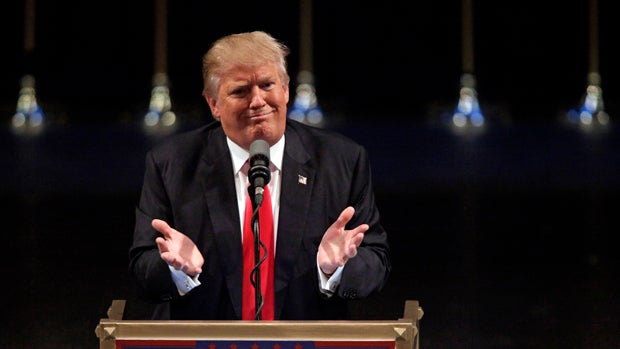Presumptive Republican presidential nominee Donald Trump speaks during a rally at the Treasure Island Hotel in Las Vegas on June 18, 2016. 