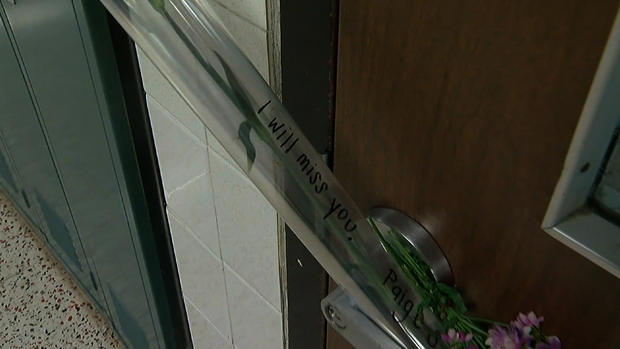 Flower placed on Craig Walz' classroom door 