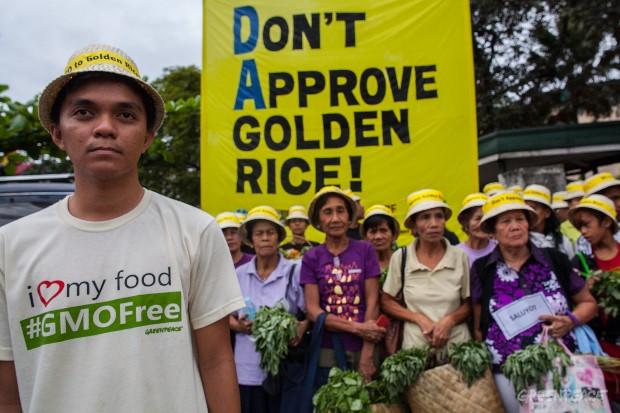 Greenpeace, Organic farmers, and consumer groups rally in front of the Department of Agriculture against " Golden Rice 