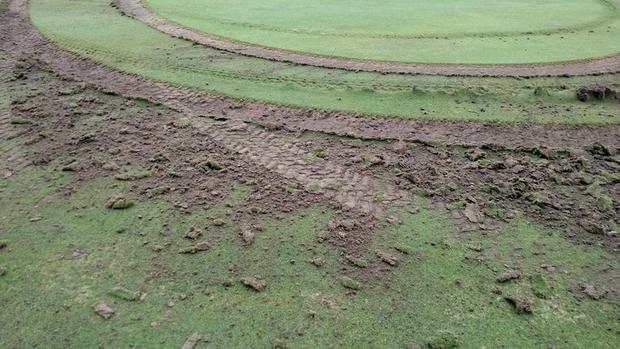 Vehicle Damage To Hole 1 At Wheaton Golf Course 