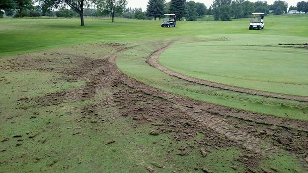 Damage To Hole 1 At Wheaton Golf Course 