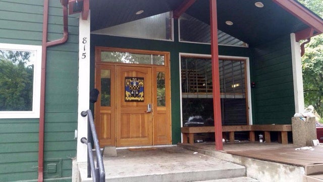 The exterior of the Delta Upsilon fraternity chapter for Washington State University is seen in Pullman, Washington. 