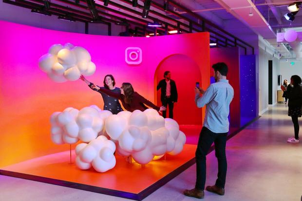 Instagram worked with a Hollywood set designer to make a colorful creation space for taking photos 
