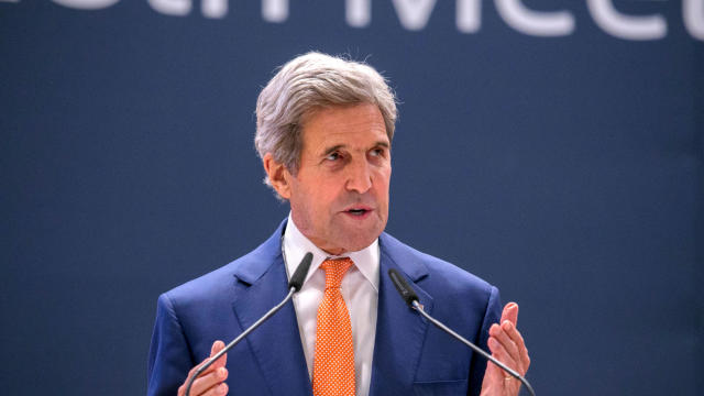 U.S. Secretary of State John Kerry gestures as he delivers a speech during the 28th Meeting of the Parties to the Montreal Protocol in Kigali, Rwanda, on Oct. 14, 2016. 