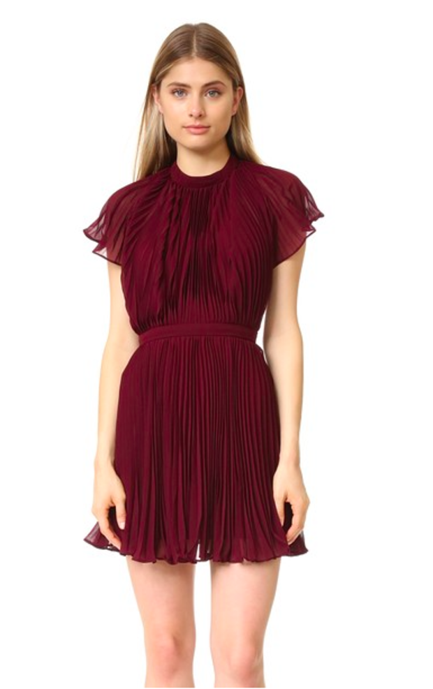 burgundy ruffle dress 