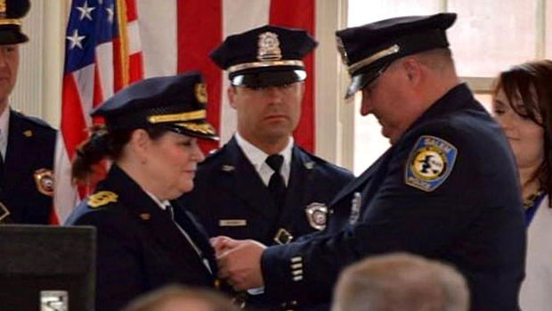 Salem PD Officer Butler pins badge on wife 