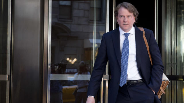 Attorney Donald McGahn leaves the Four Seasons hotel in New York June 9, 2016, after a GOP fundraiser. 