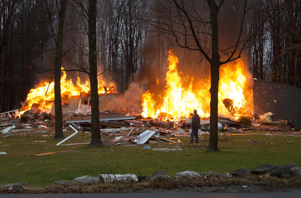 An explosion leveled a home on Walling Road in Pine Island on Tuesday, Nov. 29, 2016. PHOTO COURTESY TIMES HERALD-RECORD/ROBERT G. BREESE 