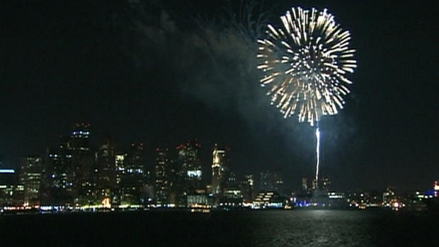 Boston Harbor First night Fireworks 