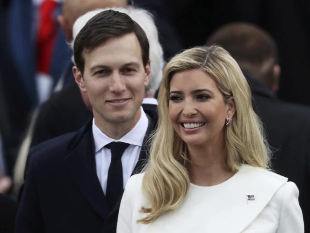 Ivanka Trump and husband Jared Kushner arrive at inauguration ceremonies swearing in Donald Trump as the 45th president of the United States on the west front of the U.S. Capitol in Washington Jan. 20, 2017. 