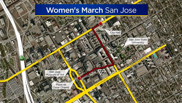 Women's March in San Jose Route Map 