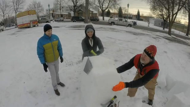 Mike Augustyniak And Rachel Slavik Try Snow Sculpting 