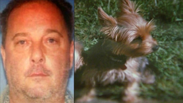 Nicola Patalano and Missy the Yorkie are seen in a photo combination made by CBS affiliate WPRI-TV in Providence, Rhode Island. 