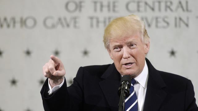 President Trump speaks at CIA headquarters on Jan. 21, 2017, in Langley, Virginia. 