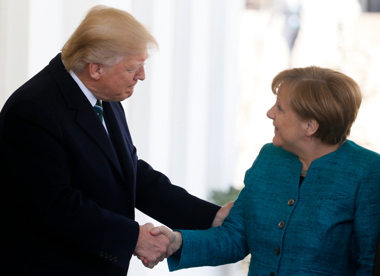 Trump and Merkel didn't shake hands in Oval Office photo op - CBS News