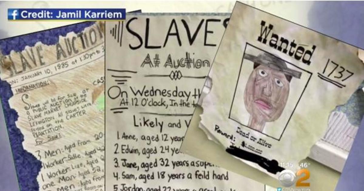 Mock slave auction, posters at N.J. schools spark outrage - CBS News