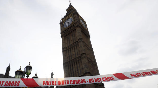 Police tape is seen next to the Houses of Parliament in Westminster the day after an attack in London March 23, 2017. 