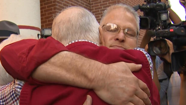 David Temple and his dad after prison release 