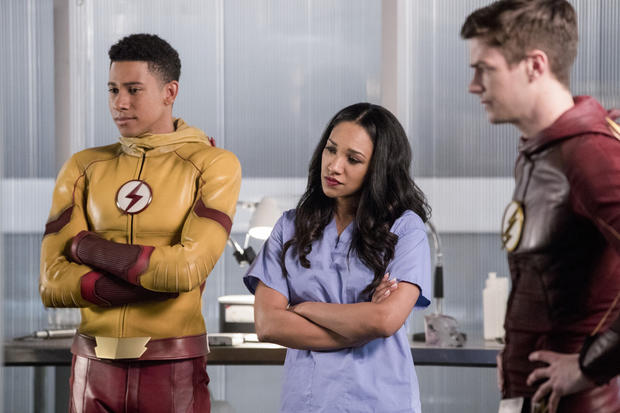 Keiynan Lonsdale as Wally West, Candice Patton as Iris West and Grant Gustin as Barry Allen 